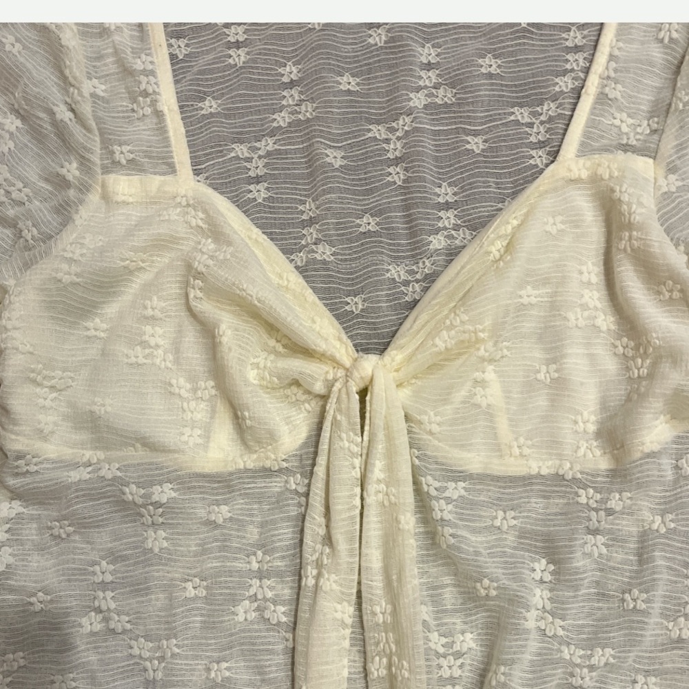 Cider Sheer Lace Tie-Front XLarge Longsleeve Top Bell Sleeves - Picture 3 of 9